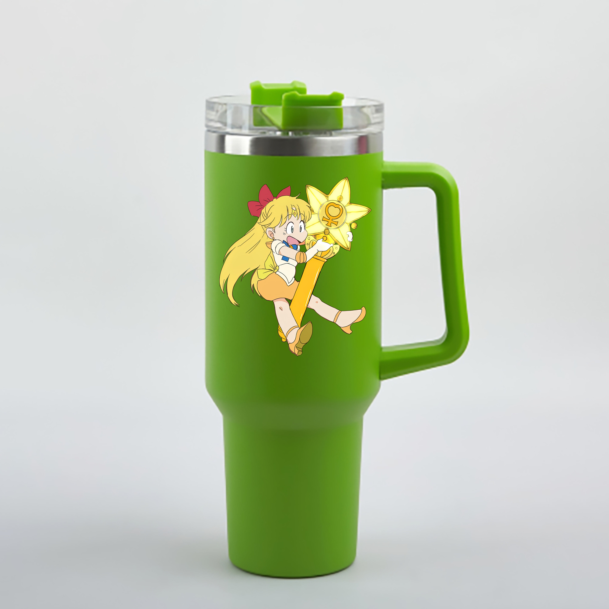 （画像用） 美少女戦士セーラームーン 愛野 美奈子 あいの みなこ Sailor Moon Aino Minako 1200mL車用タンブラー - クリスタルステッカー（プラスチックストロー付き）
